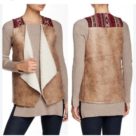 Flying Tomato Open Front Faux Shearling Boho Vest Size Women’s Small - Picture 11 of 14
